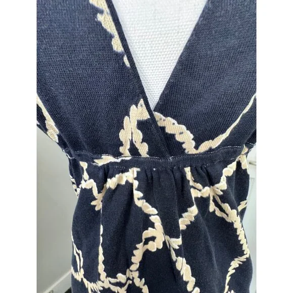 J.Crew Womens Navy & Beige Rope Print Halter Top With Deep V-Neckline - NWOT - Picture 11 of 16